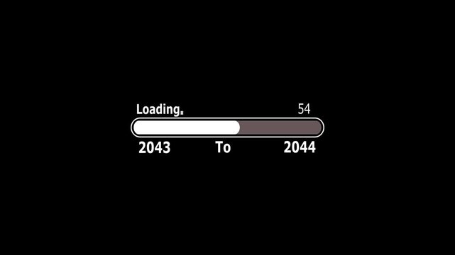 New year 2044 loading bar animation. Year changing from 2043 to 2044. Loading bar from 2043 to 2044 new year transform animation. New year, annual plan, growth strategy, business planning . 2044 year.