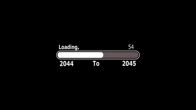 New year 2045 loading bar animation. Year changing from 2044 to 2045. Loading bar from 2044 to 2045 new year transform animation. New year, annual plan, growth strategy, business planning . 2045 year.