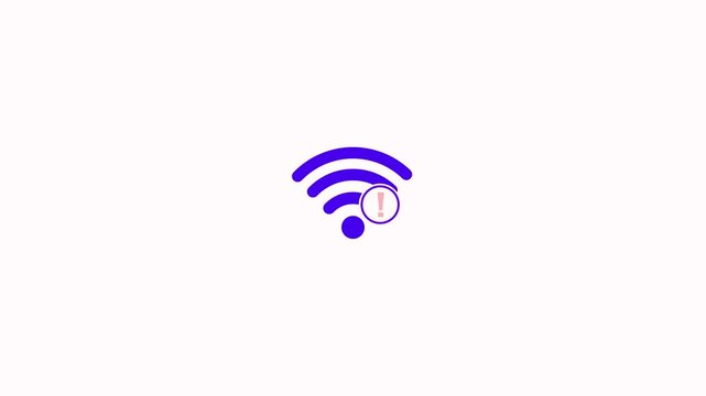 Wi-Fi error icon animation on white background. Bad network, problem with wifi. loss of server signal, connection problems, wireless communication alert