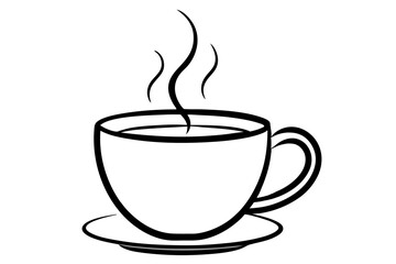 Obraz premium Minimalist Coffee Cup with Steam – Modern Cafe Logo Vector