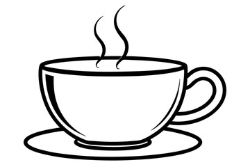 Obraz premium Minimalist Coffee Cup with Steam – Modern Cafe Logo Vector