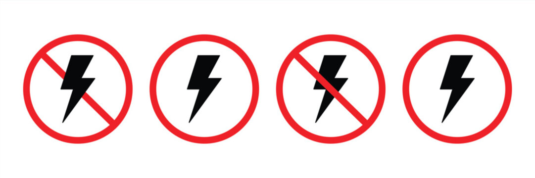 icon symbol that represents no electricity or power outage, a sign prohibiting the use of flash lights. vector illustration