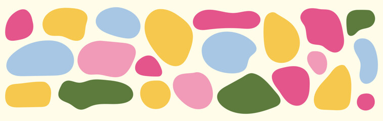 Organic retro vintage doodle liquid wavy abstract shape collection. Vector fluid rounded bubble set. Blob black abstract splash