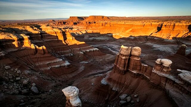 Canyon Landscape at Sunset with Rock Formations.