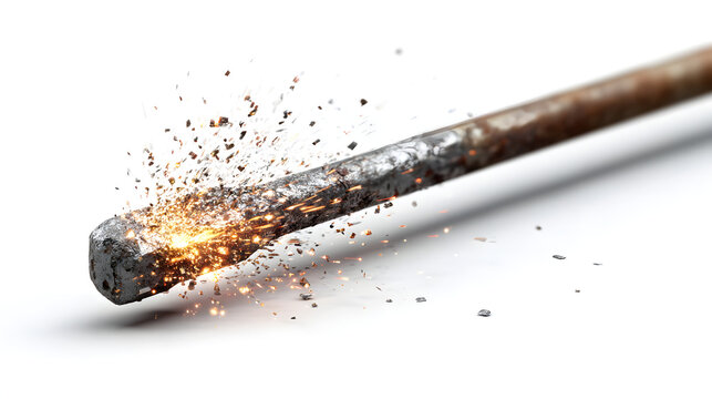 a stud wlder tool tip with sparks at the end, realistic, white background, png