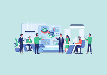Vector Ilustration Flat Design business people in a meeting