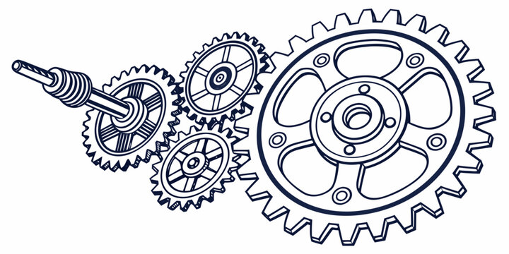 Intricate mechanical gears and clockwork components in detailed illustration