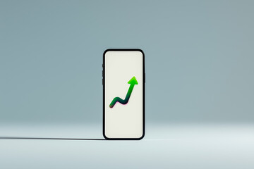 未来志向の成長サイン、スマホ&times;上昇矢印のシンプルデザイン