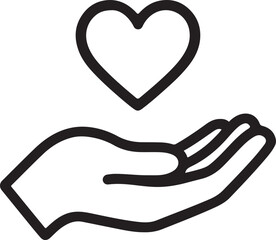 Hand protecting heart health care icon