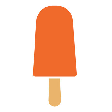 Professional Orange Popsicle Flat Design Vector Illustration - Minimalist Frozen Summer Treat Icon on Transparent Background