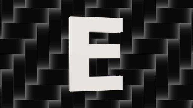 Glowing White  3D Letter E on Abstract Geometric Black   Background