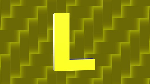 Glowing Yellow 3D Letter L  on Abstract Geometric Yellow  Background