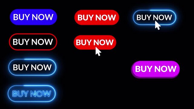 Buy now button animation on transparent background, buy now icon for e-commerce websites and online shopping interfaces, in 4k. Buy Now icon animation with alpha channel.
