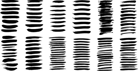 Naklejka premium A collection of black brush strokes on a white background
