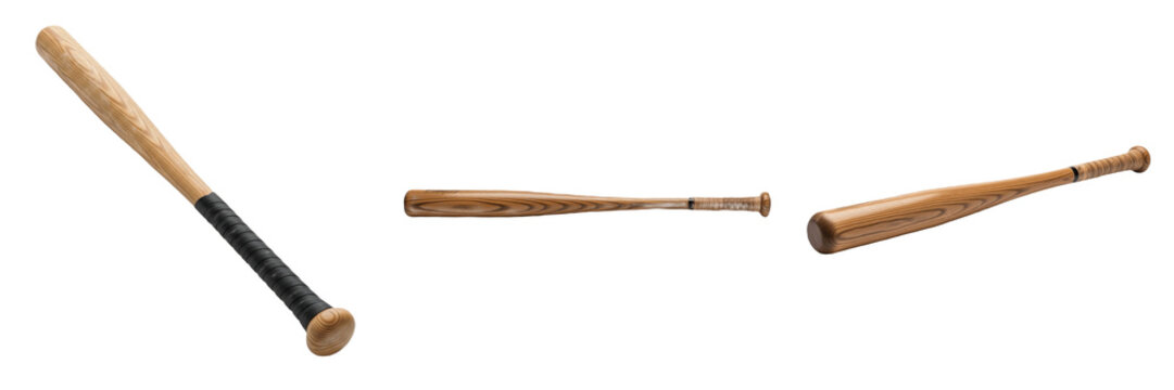 Professional Wooden Baseball Bat Set - Classic Hardwood Sports Equipment Collection
