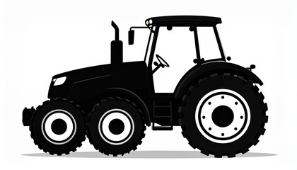 Obraz premium Large modern black and white agricultural tractor isolated on white background for farming equipment