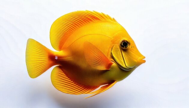 Radiant Yellow Tang Fish Swimming Gracefully in Clear Water.