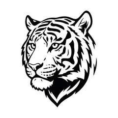 Fototapeta premium Powerful black Royal Bengle tiger of Asia head vector illustration featuring a wild feline predator mascot design