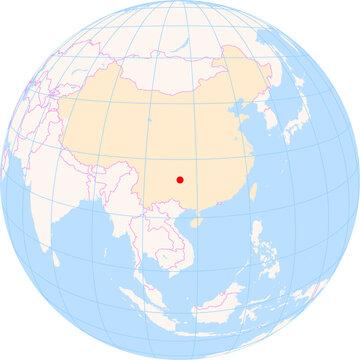 Location Map of Guiyang Longdongbao Int. Airport (Guiyang, Guizhou, China). IATA-code: KWE. No labels at all.