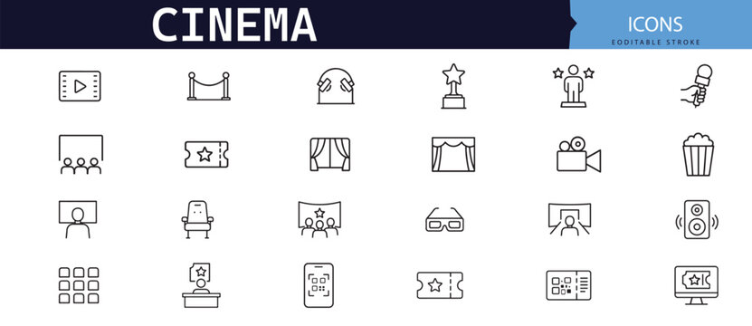 Cinema icons and symbols collection