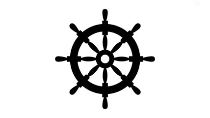Black Silhouette of a Nautical Ship's Wheel with Eight Spokes on a White Background ship wheel © MDTOFIZ