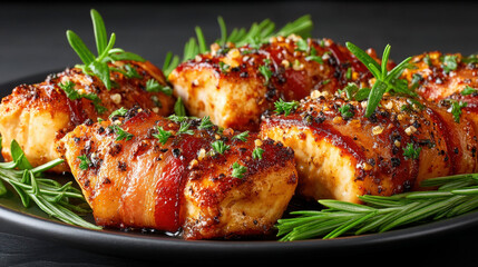 Fototapeta premium Chicken breast wrapped in bacon