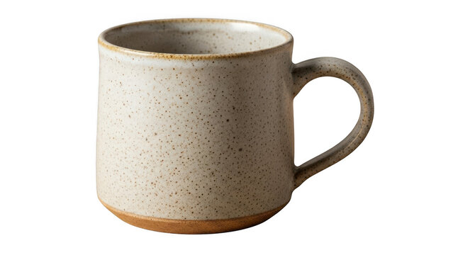 Handcrafted speckled ceramic coffee mug with earthy tone handle