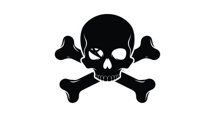 A stark black silhouette of a skull and crossbones symbol © MdSamsuzzaman