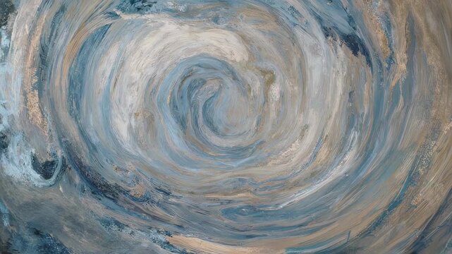 Swirling abstract pattern in blues, whites, and earthy tones, suggestive of movement