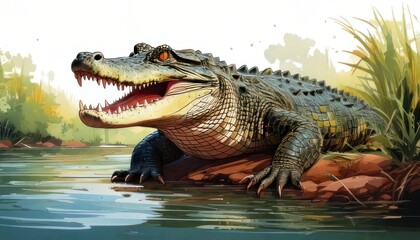 Obraz premium Menacing Alligator Portrait - A Glimpse into the Wild.
