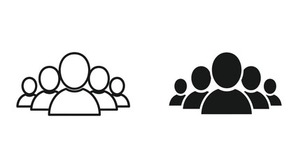 Group of people icons in black and white