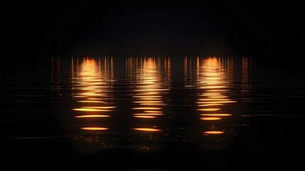 Brilliant orange light streaks reflect dramatically across the dark, rippling water surface.