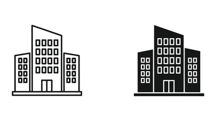 Modern office building icon set