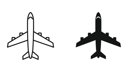 Top view of airplane silhouettes