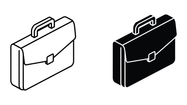 Black and white briefcase illustration