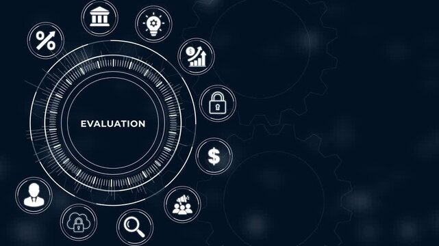 Professional Evaluation Process and Performance Quality Assessment on Virtual Screen. Business, Technology, Internet and Networking Concept.