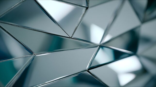 Geometric mirror reflecting light creating abstract pattern
