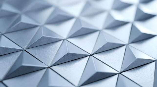 Abstract metallic triangles creating modern geometric pattern