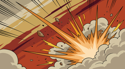 High Energy Comic Book Explosion Background with Speed Lines and Smoke © MR7