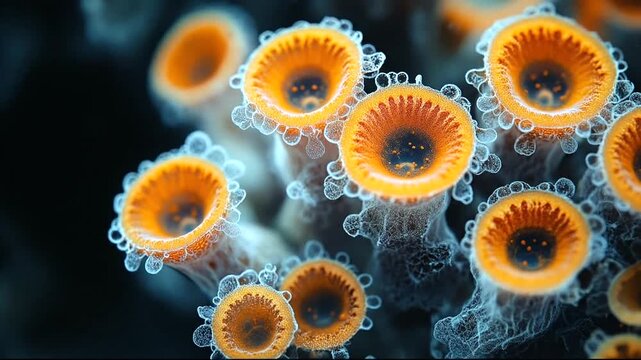 Close-up of Vibrant Coral Polyps in Ocean Habitat