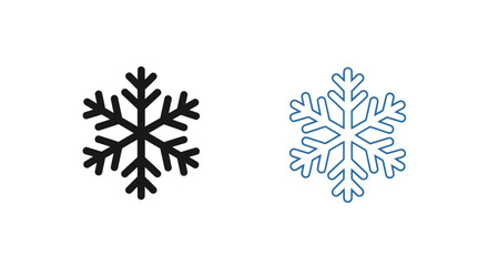 Two snowflake icons one black and one blue displayed side by side