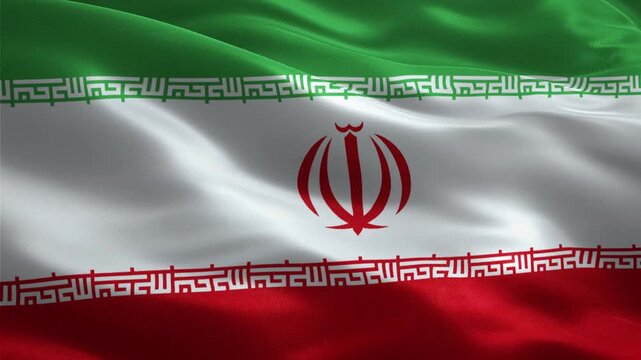 Waving Iranian flag with vibrant green, white, and red colors