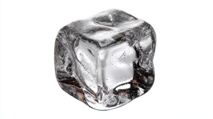 Obraz premium A clear ice cube with bubbles, perfect for food and beverage photography, enhances cocktails, drinks, and culinary presentations, Ideal for blogs, menus, and advertisements,