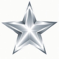 Obraz premium 3D shiny silver star isolated on a white background for Christmas decoration and celebration design