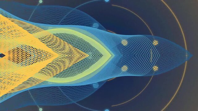 Abstract Futuristic Shapes with Yellow and Blue.