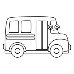 cute outline school bus character