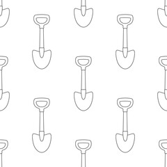 seamless outline pattern of shovel