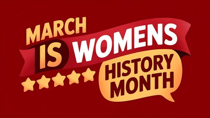 Fototapeta premium March is womens history month typographic design on red background