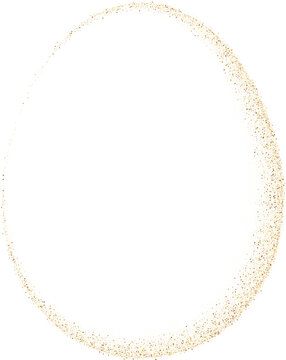 Easter egg frame. Gold glitter border. Elegant Easter decor. Luxury eggs design for holiday greeting card. Vector illustration eps10.