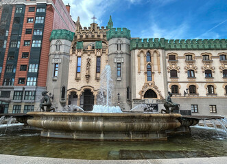 Naklejka premium The Church of Saint Theresa and Saint Joseph and Fuente del Nacimiento del Agua. Madrid, Spain